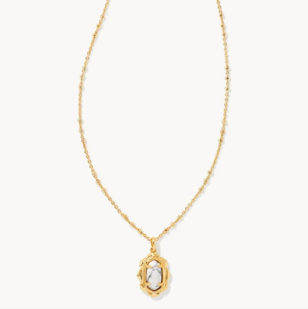 Kendra Scott Piper Gold Pendant Necklace in White Howlite